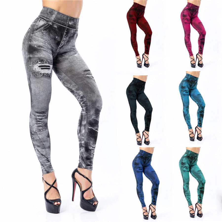 women's daily fashion printing ankle-length printing leggings