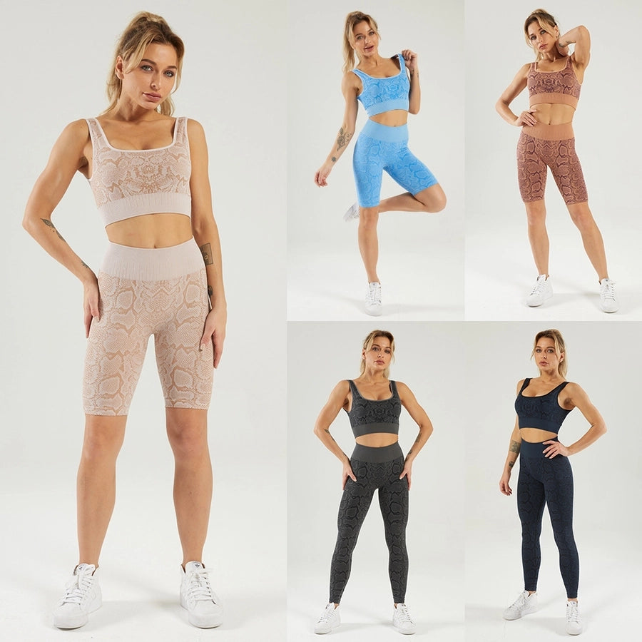 sports camouflage nylon round neck active sets racerback tank tops leggings