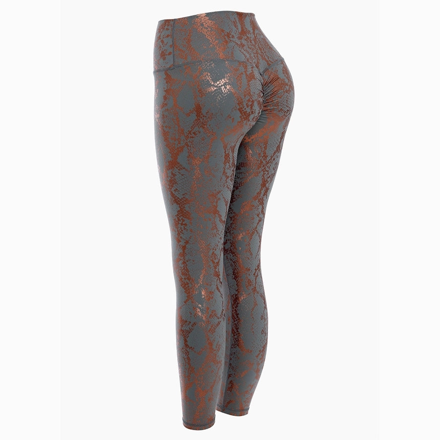 sports snakeskin nylon hemp blend active bottoms leggings