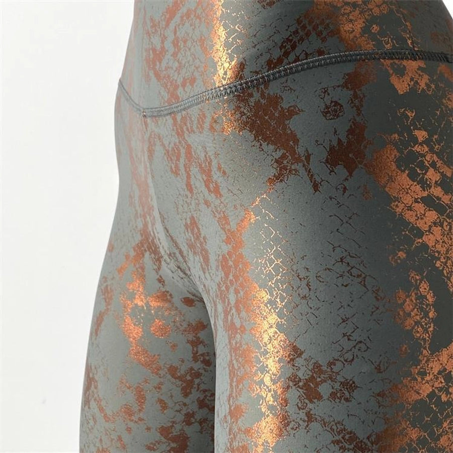 sports snakeskin nylon hemp blend active bottoms leggings