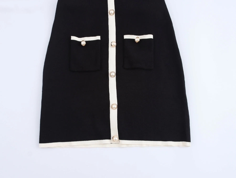 Women's Tank Dress Streetwear Round Neck Button Sleeveless Color Block Above Knee Casual Holiday
