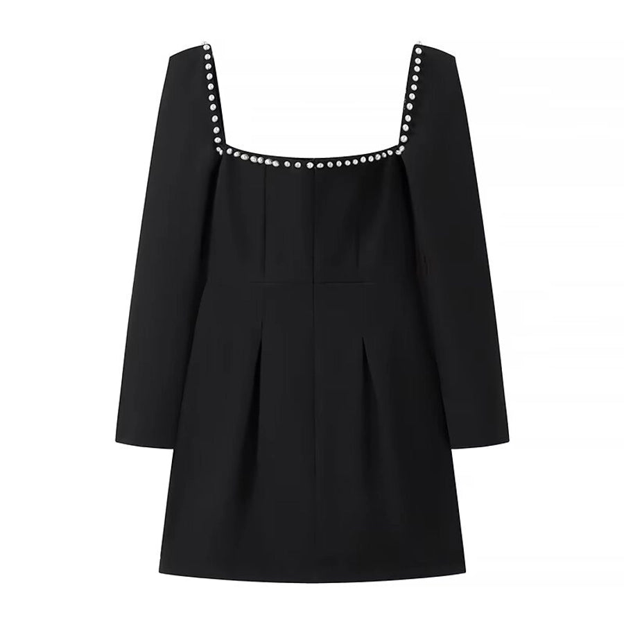 Women's Sheath Dress Elegant Square Neck Long Sleeve Round Dots Above Knee Holiday Daily