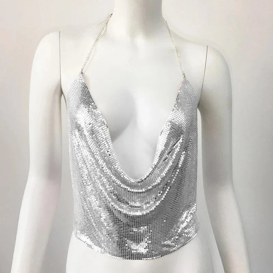 Women's Vest Tank Tops Sequins Streetwear Solid Color