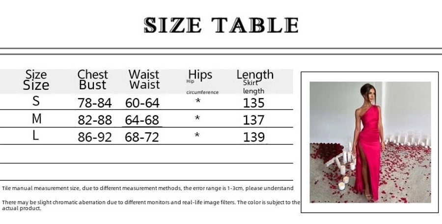 Shoulder Pleated Split Sexy Satin Dress  Summer Elegant Slim-fit Solid Color Dress