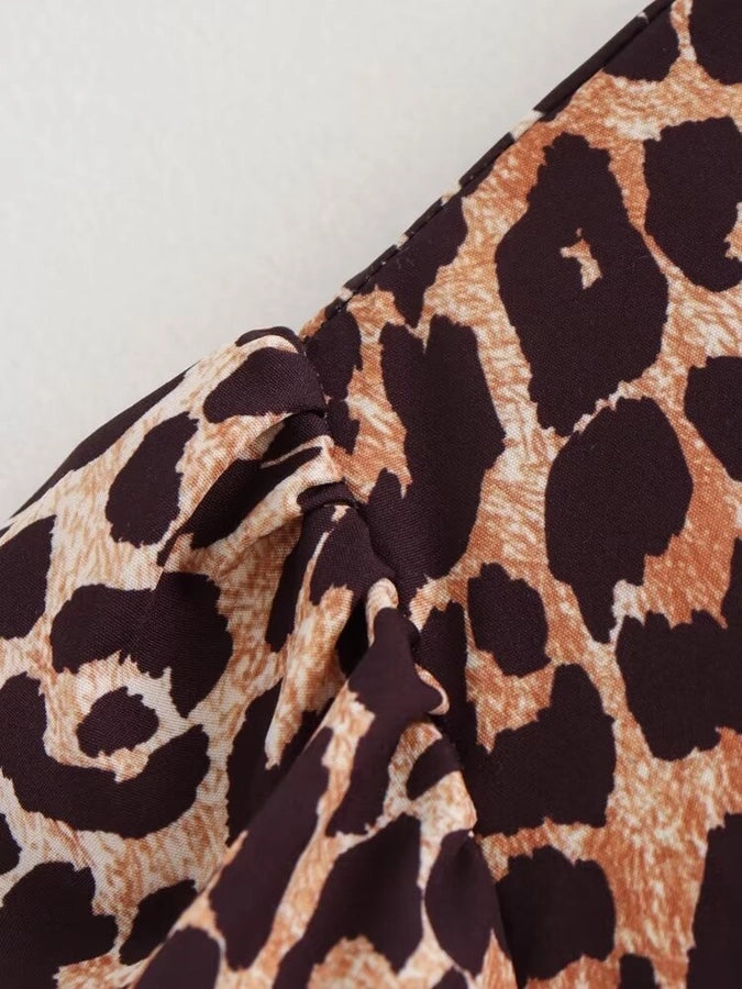 Women's Blouse Short Sleeve Blouses Printing Sexy Streetwear Leopard