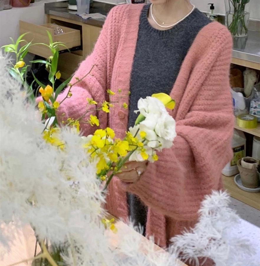 Korean Style Lazy Style Sweater Coat Autumn and Winter New Loose plus size Thickened Long   Knitted Cardigan for Women