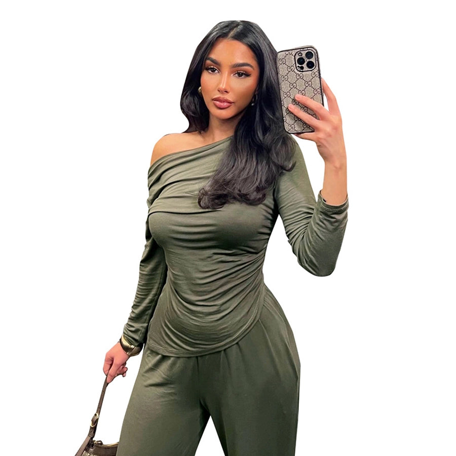Holiday Women's Streetwear Solid Color Spandex Polyester Pants Sets Pants Sets