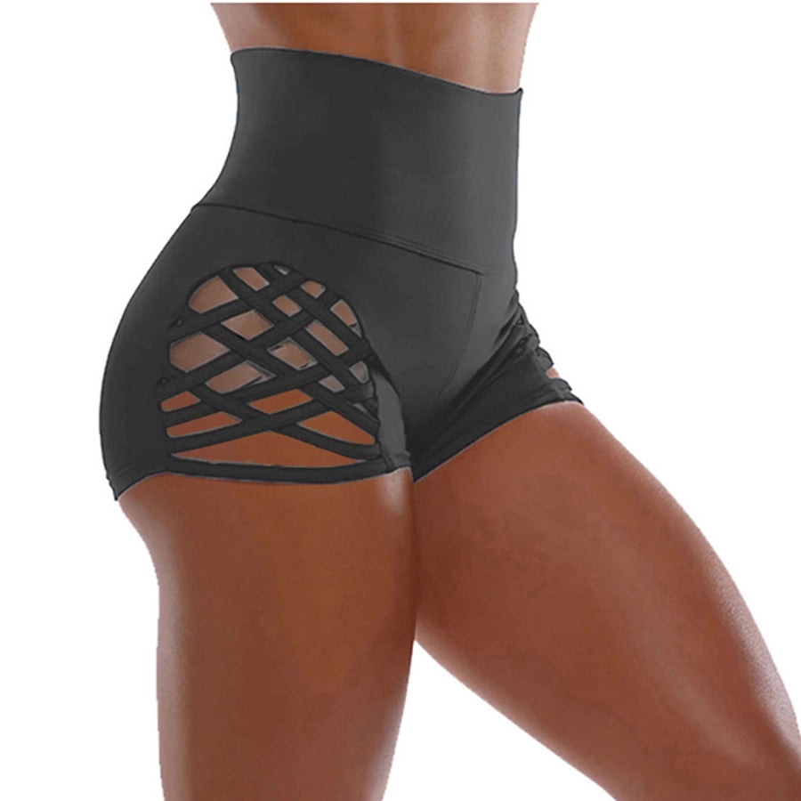 Shorts  Woven Hollow Sexy Strap Yoga Base Elastic Sports Fitness Hot Pants for Women