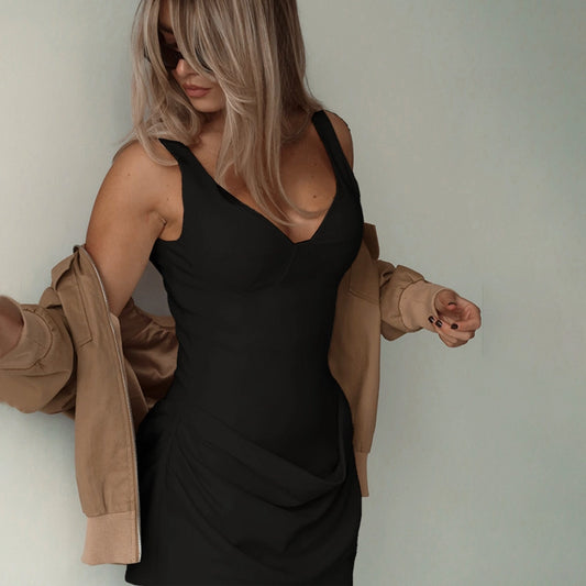 Women's Sheath Dress Sexy V Neck Sleeveless Solid Color Above Knee Holiday Travel