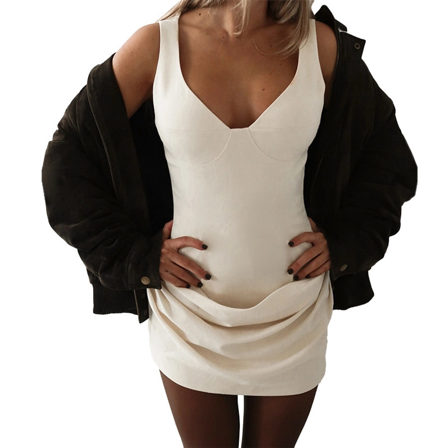 Women's Sheath Dress Sexy V Neck Sleeveless Solid Color Above Knee Holiday Travel