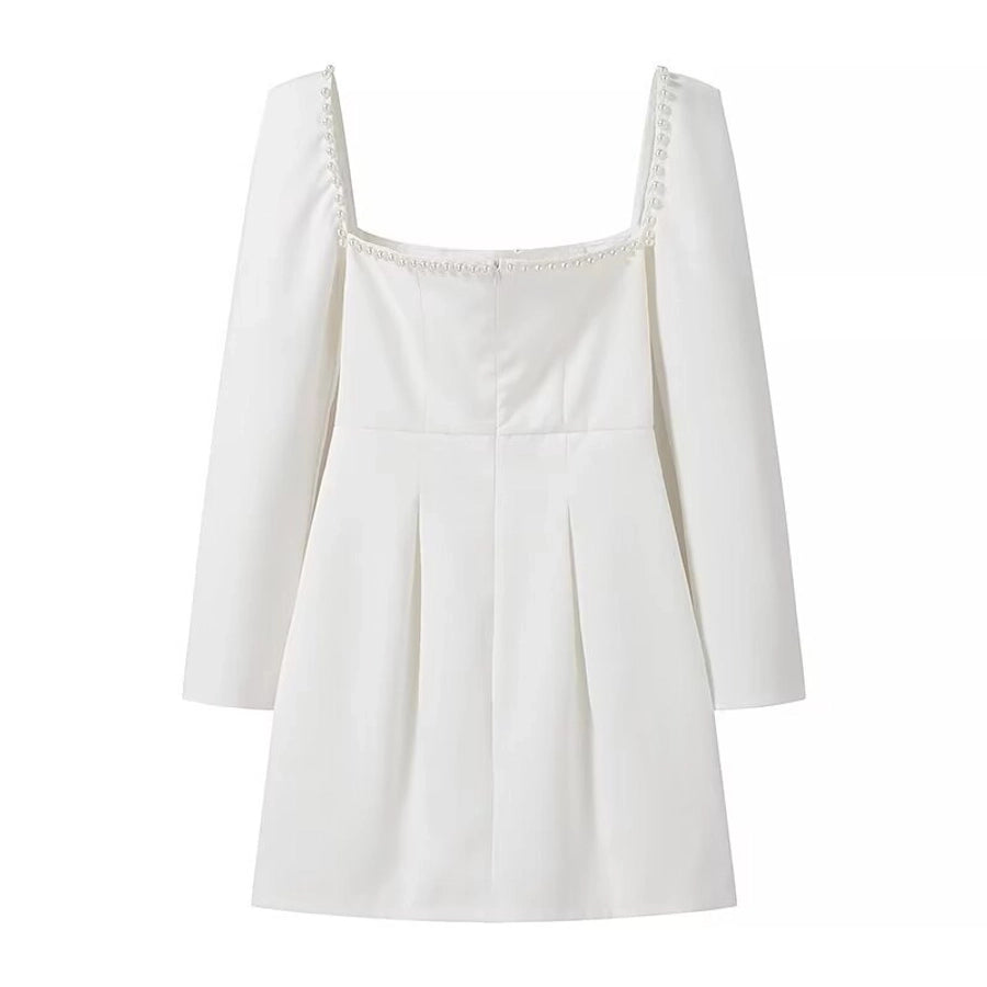 Women's Sheath Dress Elegant Square Neck Long Sleeve Round Dots Above Knee Holiday Daily