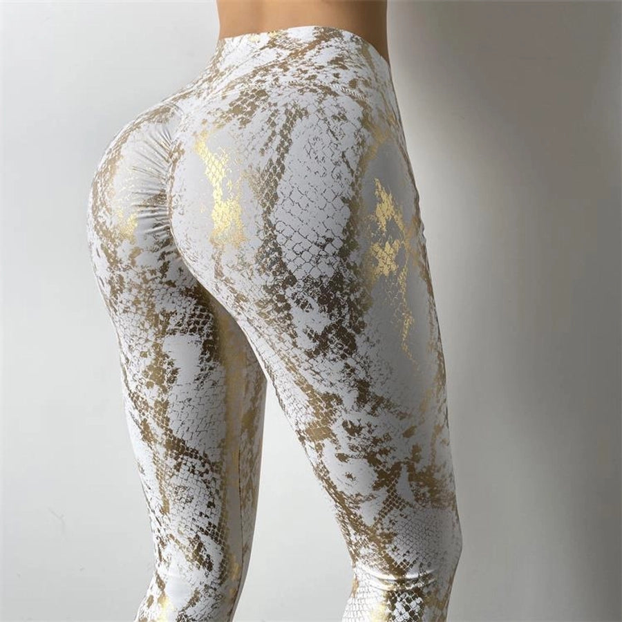 sports snakeskin nylon hemp blend active bottoms leggings