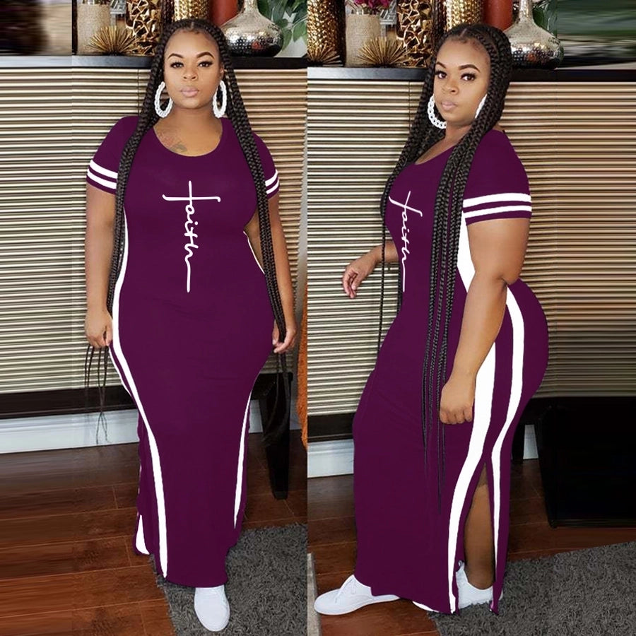 sheath dress commute round neck patchwork short sleeve color block midi dress holiday