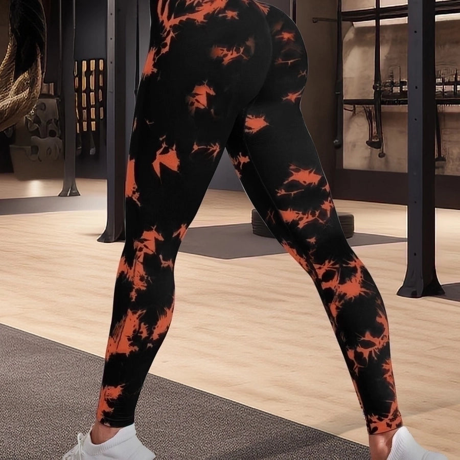 sports tie dye nylon active bottoms leggings