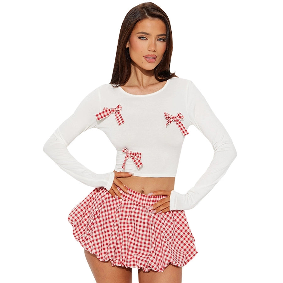 Holiday Women's Streetwear Bow Knot Spandex Polyester Milk Fiber Skirt Sets Skirt Sets