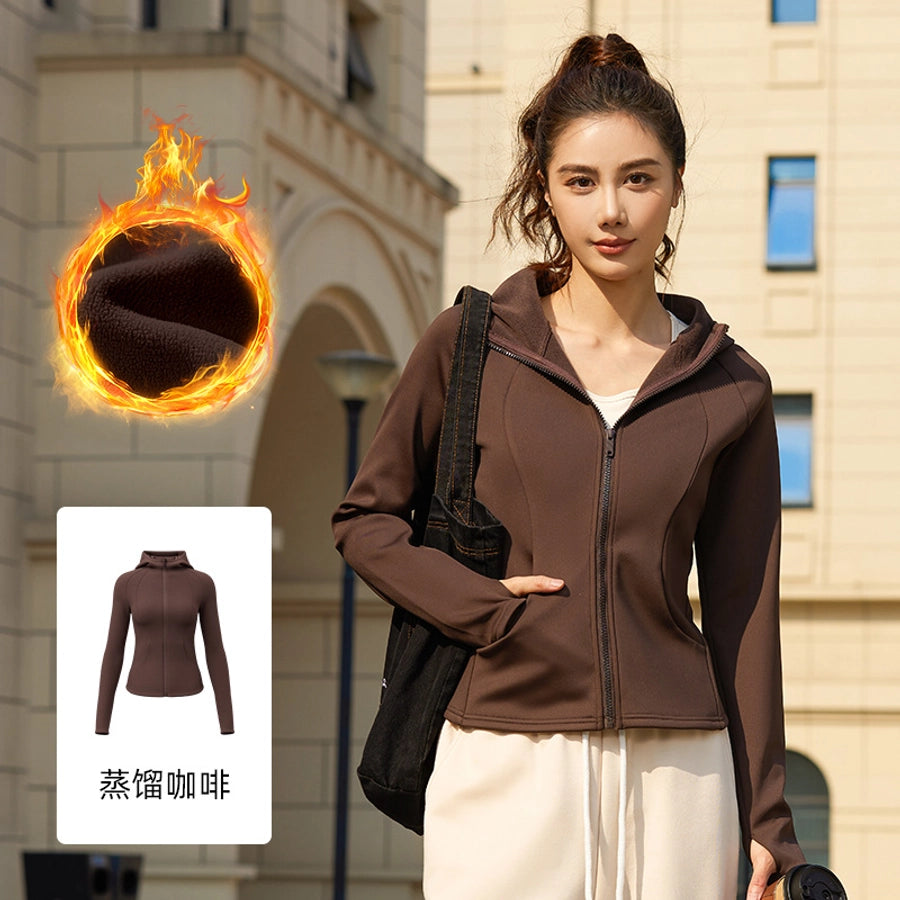 Sports Solid Color Spandex Polyester Standing Collar Active Tops