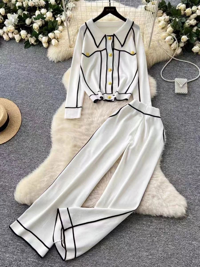 Outdoor Daily Women's Casual Lines Polyester Button Pants Sets Pants Sets