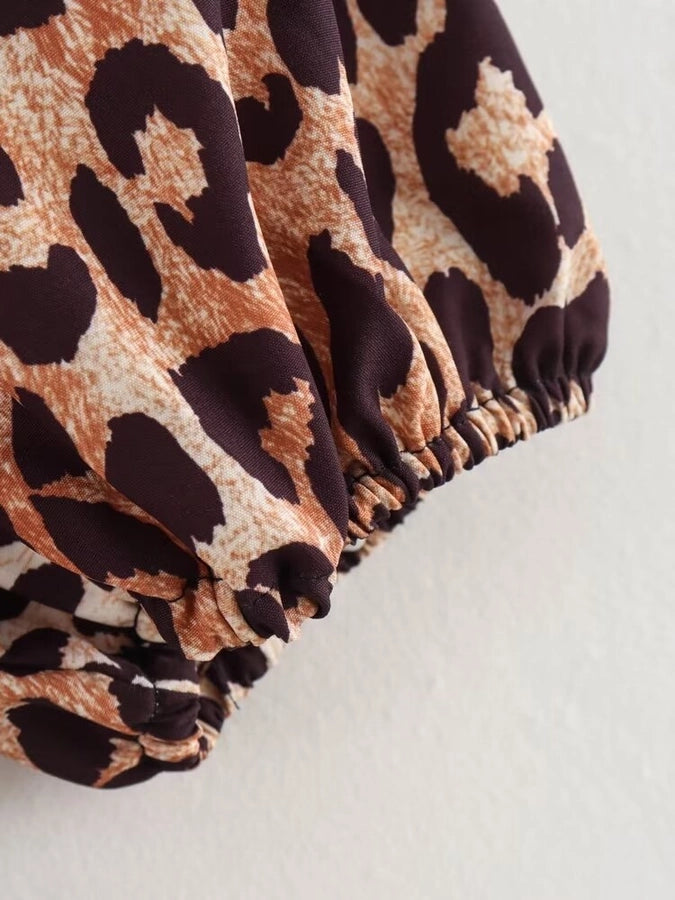 Women's Blouse Short Sleeve Blouses Printing Sexy Streetwear Leopard