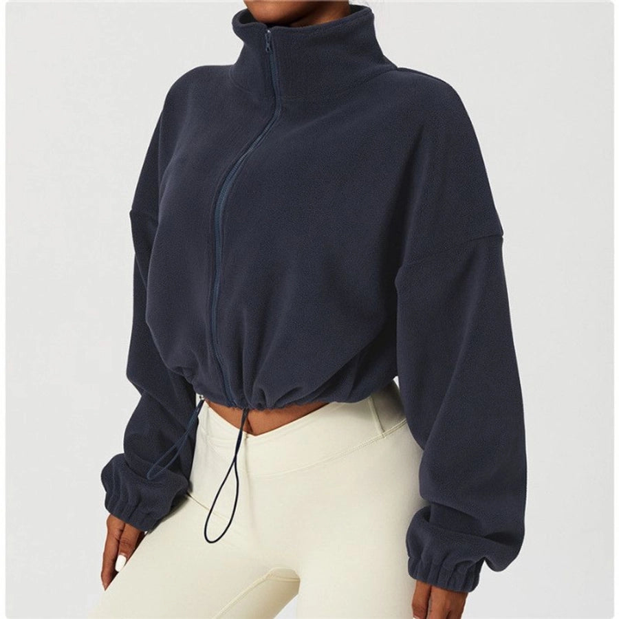 Simple Style Solid Color Linen Polar Fleece Turtleneck Active Tops