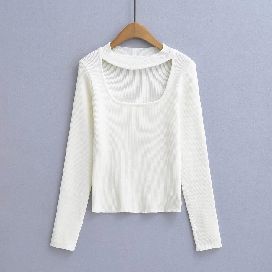 Women's Sweater Long Sleeve Sweaters & Cardigans Hollow Out Elegant Stripe