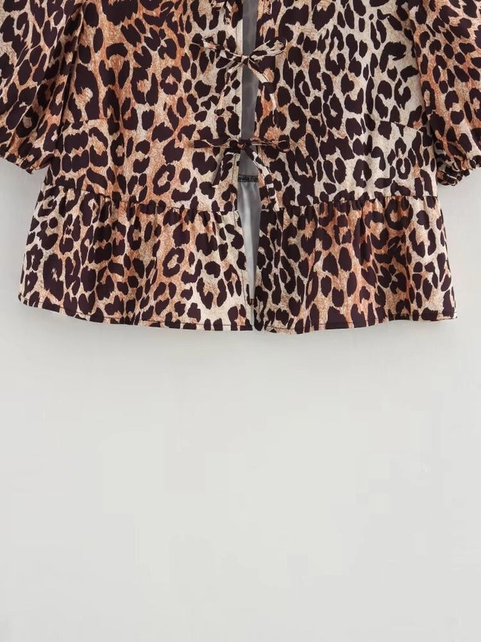 Women's Blouse Short Sleeve Blouses Printing Sexy Streetwear Leopard