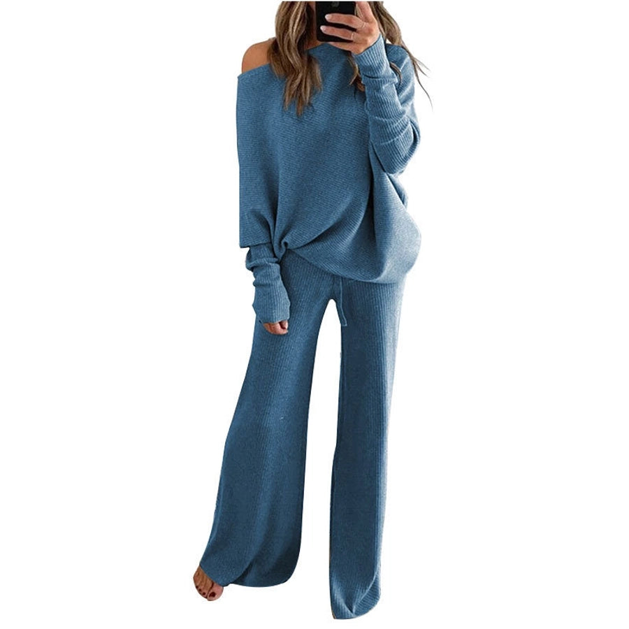 women's casual solid color cotton blend polyester patchwork leisure suit