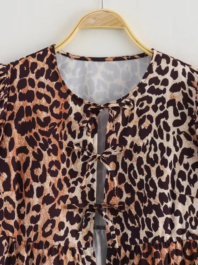 Women's Blouse Short Sleeve Blouses Printing Sexy Streetwear Leopard