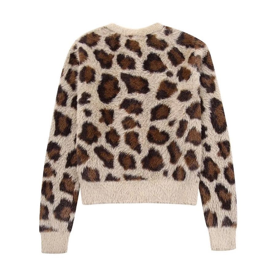 Women's Coat Long Sleeve Sweaters & Cardigans Vacation Leopard