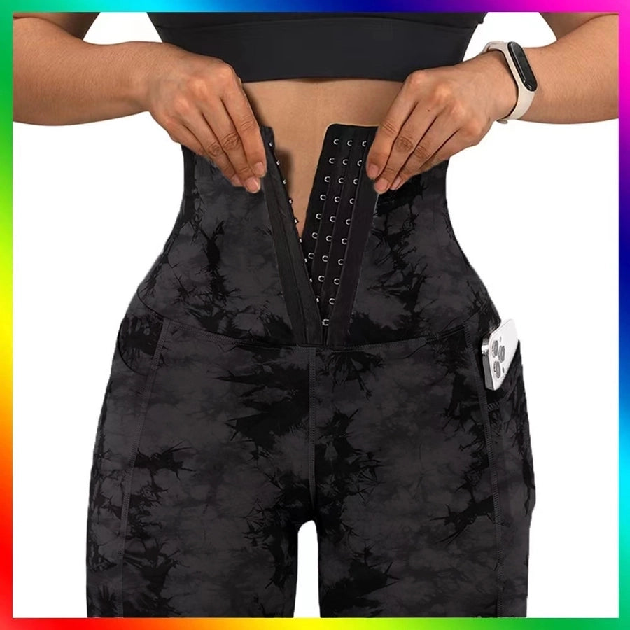 women's sports tie dye polyester active bottoms leggings