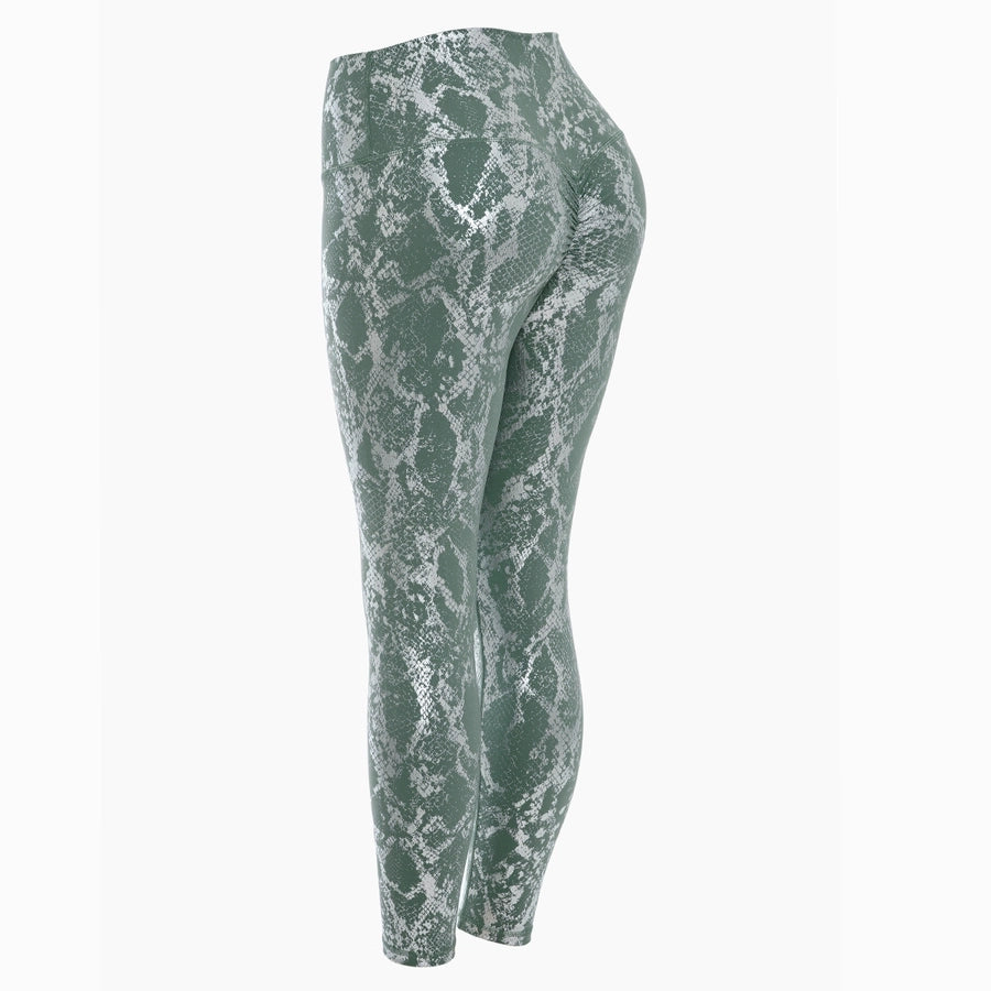 sports snakeskin nylon hemp blend active bottoms leggings