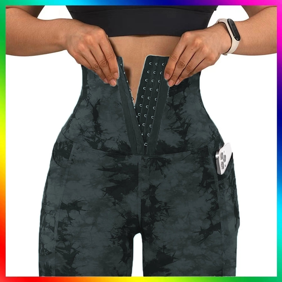 women's sports tie dye polyester active bottoms leggings