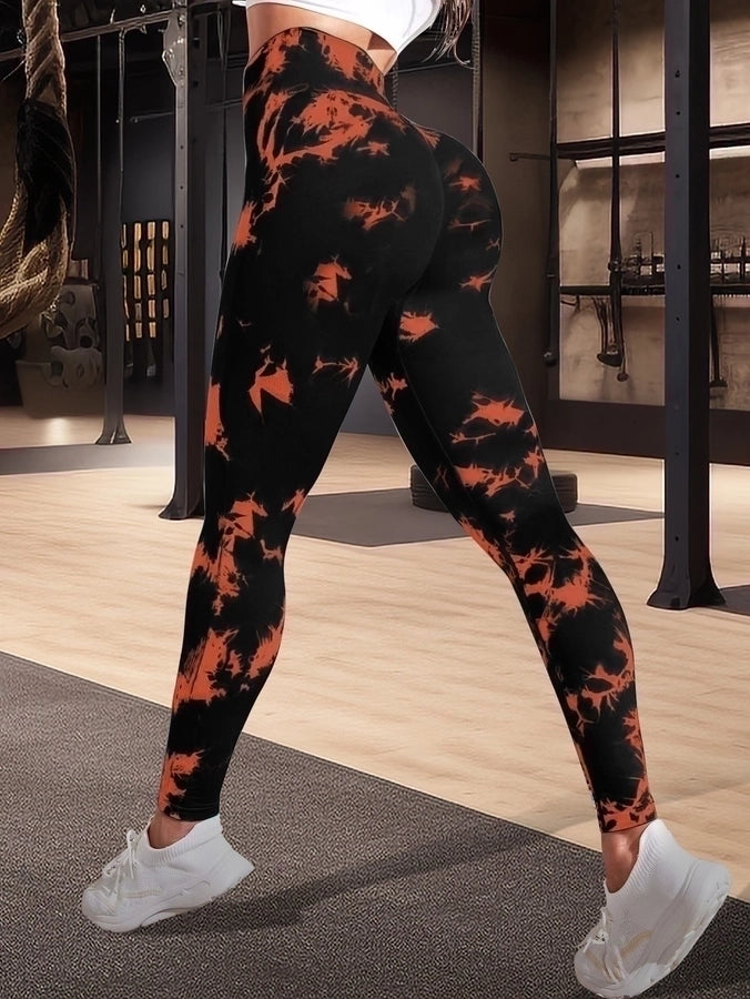sports tie dye nylon active bottoms leggings