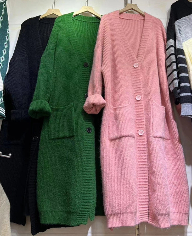 Korean Style Lazy Style Sweater Coat Autumn and Winter New Loose plus size Thickened Long   Knitted Cardigan for Women