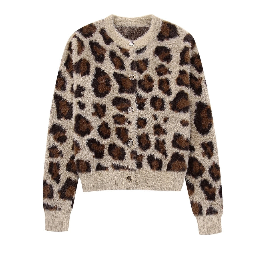 Women's Coat Long Sleeve Sweaters & Cardigans Vacation Leopard