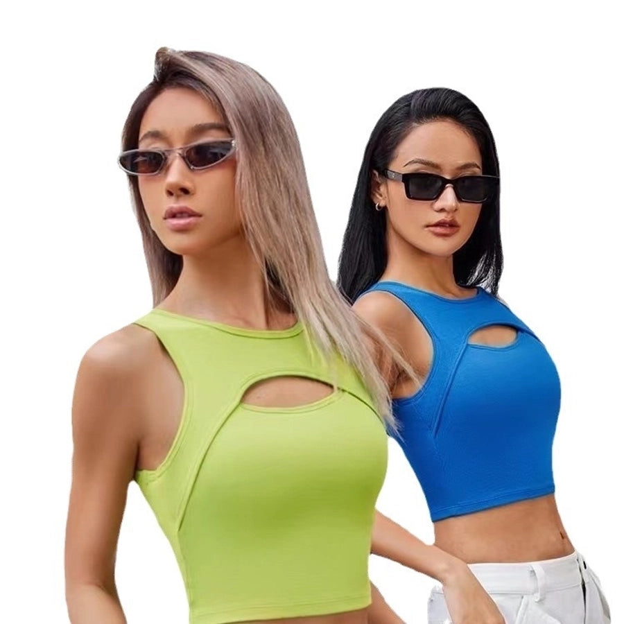 Women's Simple Style Solid Color Nylon U Neck Active Tops Vest