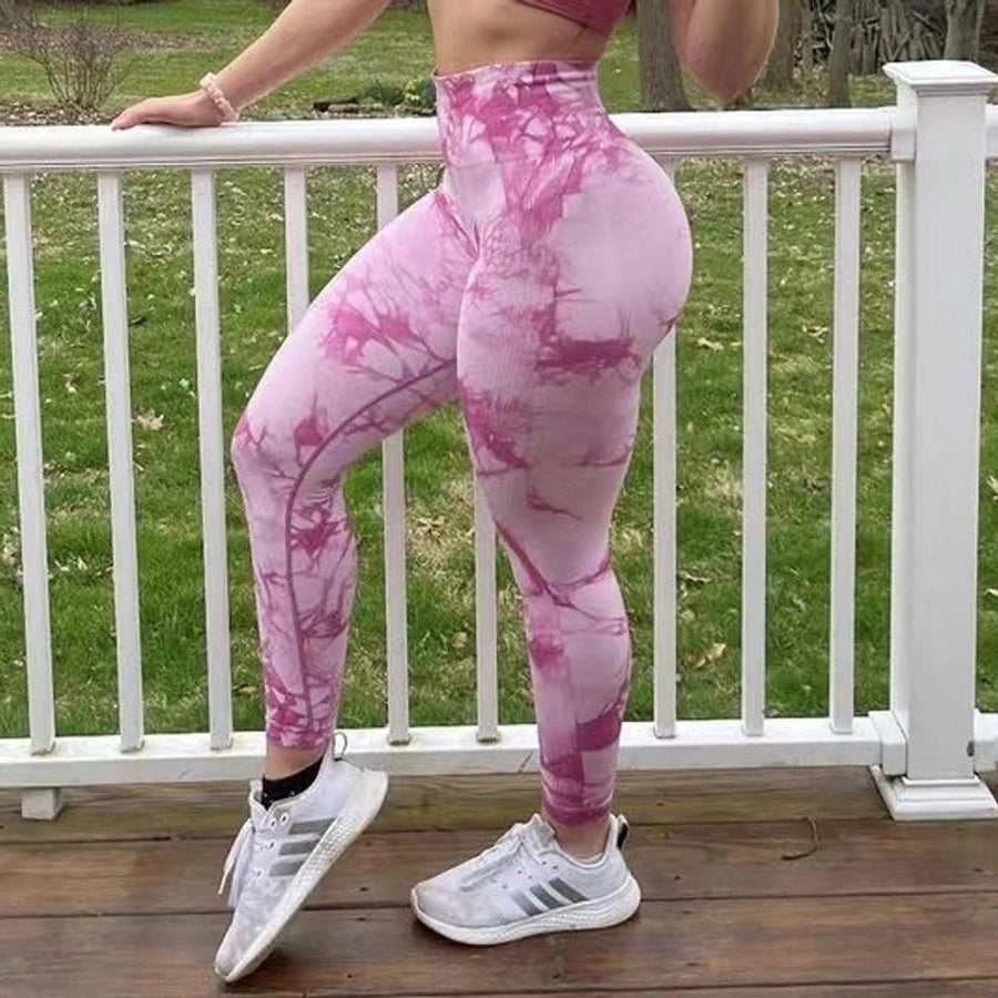 sports tie dye nylon active bottoms leggings