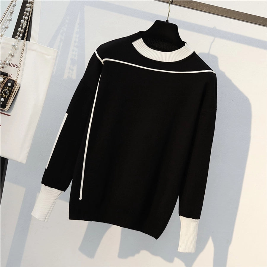 women's casual solid color knitted fabric contrast binding pants sets