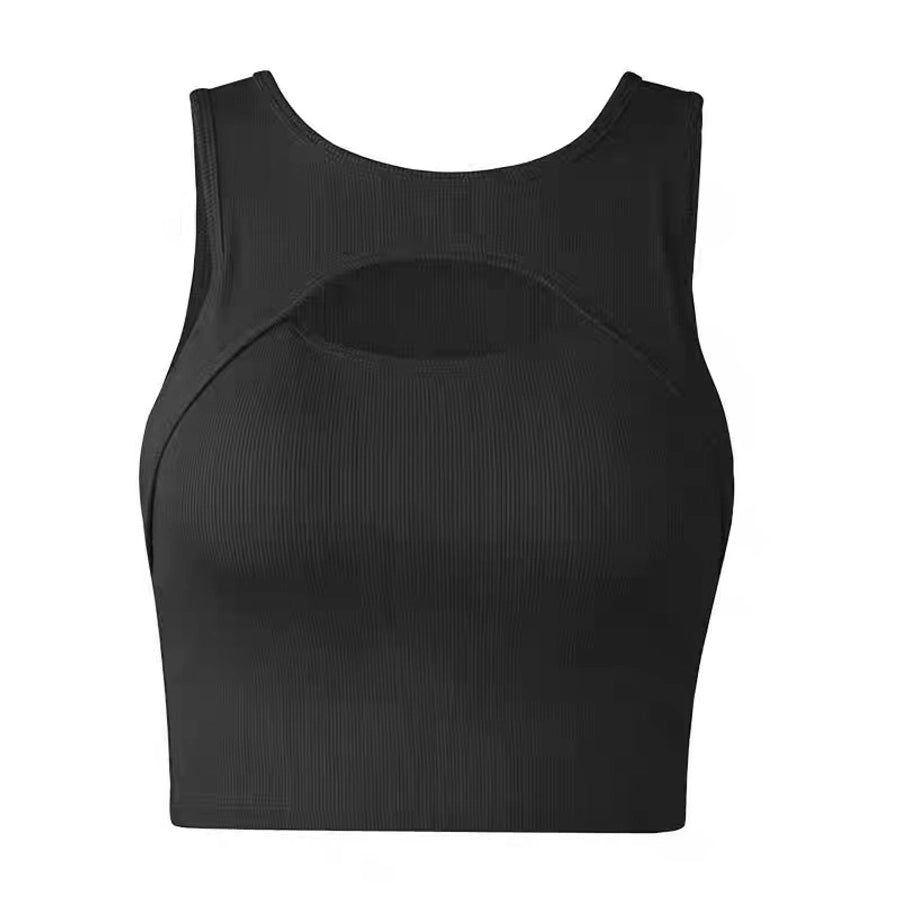 Women's Simple Style Solid Color Nylon U Neck Active Tops Vest