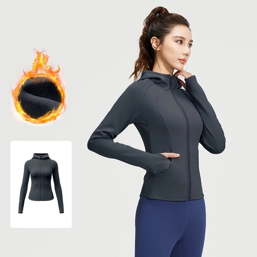 Sports Solid Color Spandex Polyester Standing Collar Active Tops