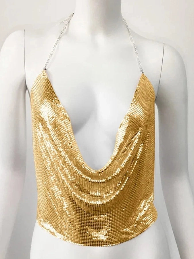 Women's Vest Tank Tops Sequins Streetwear Solid Color