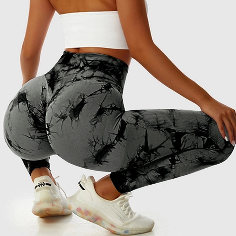 sexy sports tie dye spandex polyester active bottoms skinny pants