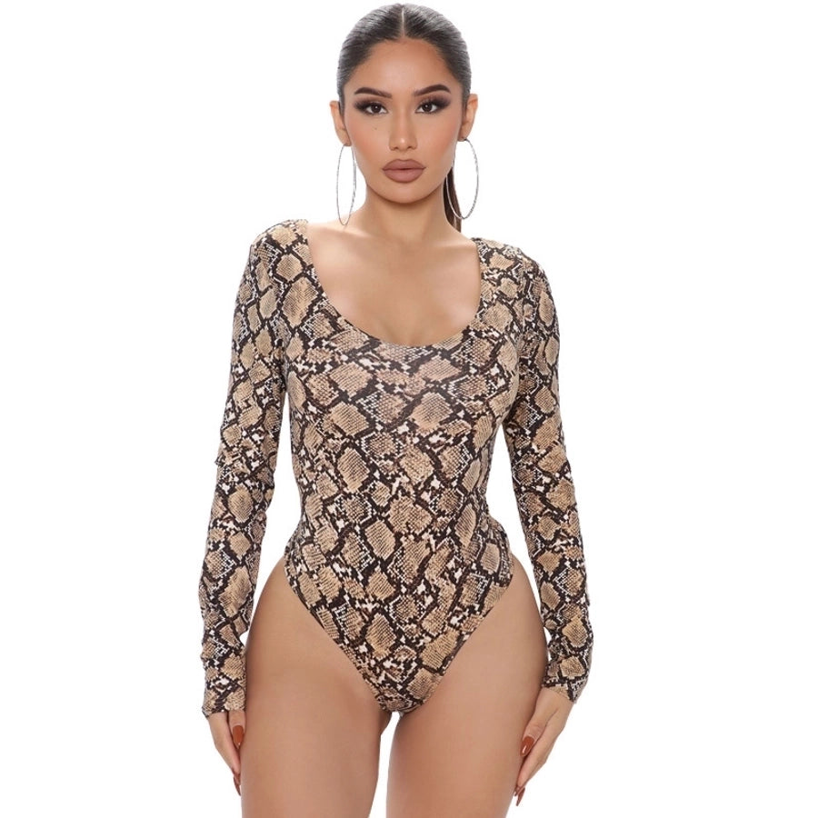 snakeskin leopard polyester bodysuits