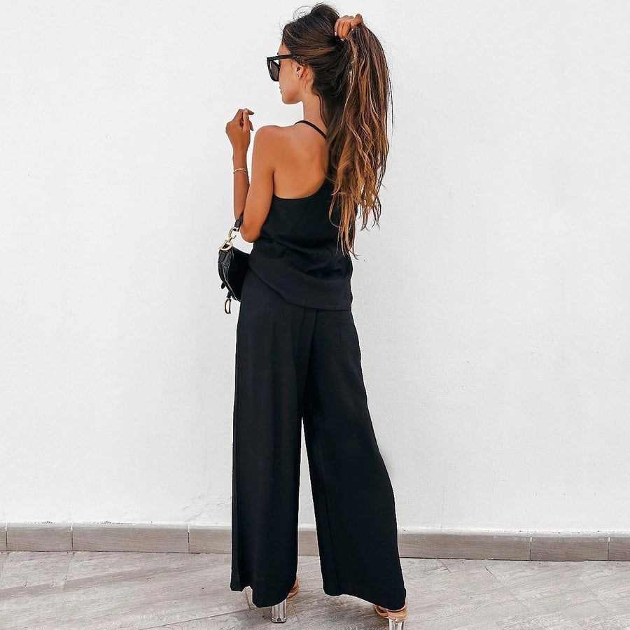 women's casual solid color spandex pants sets