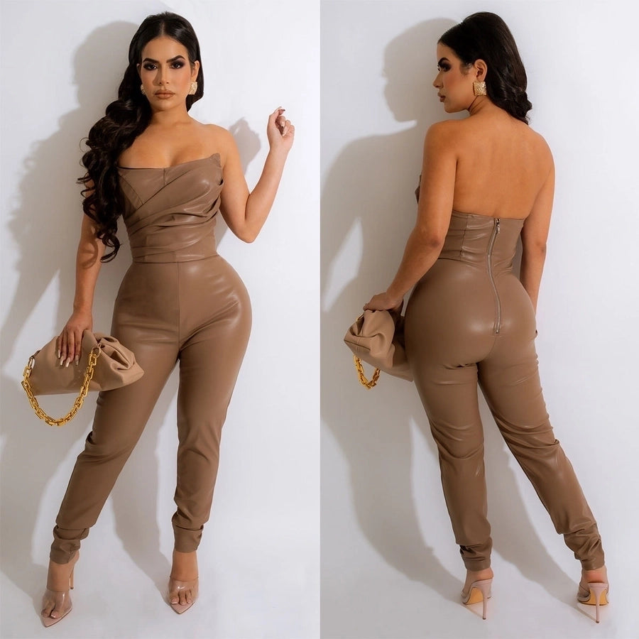 women's daily sexy solid color full length backless jumpsuits