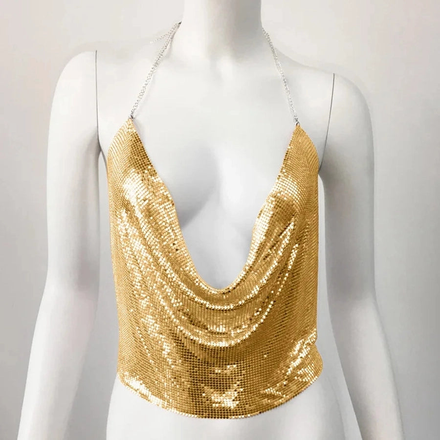Women's Vest Tank Tops Sequins Streetwear Solid Color