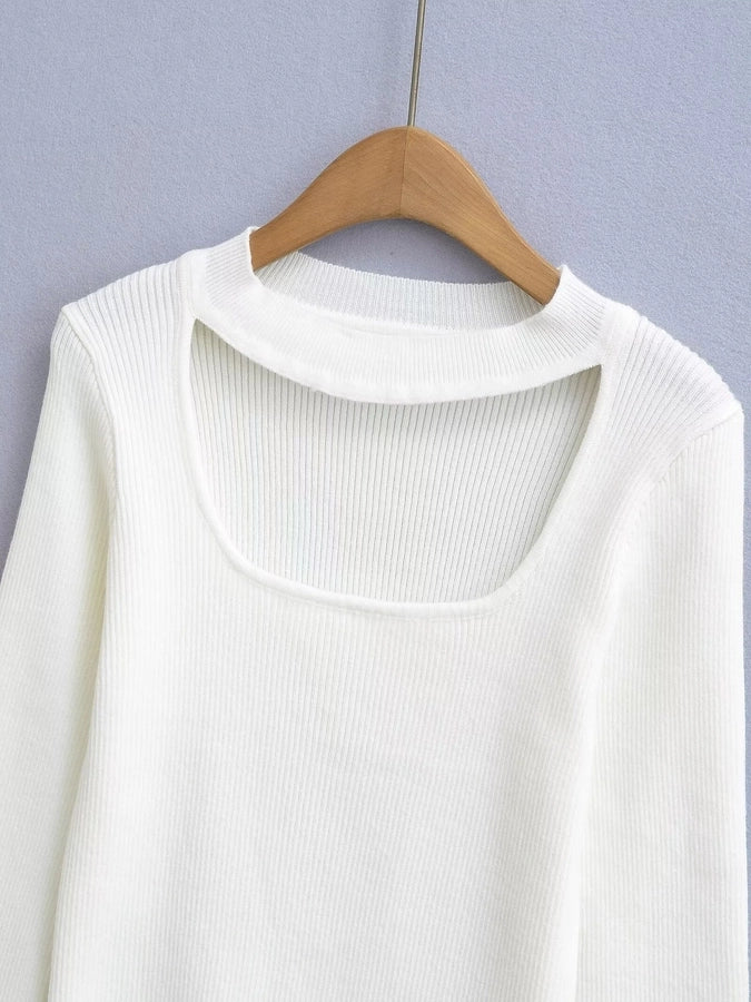 Women's Sweater Long Sleeve Sweaters & Cardigans Hollow Out Elegant Stripe