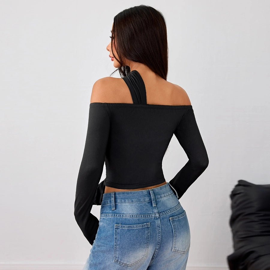 Women's T-shirt Long Sleeve Blouses Asymmetrical Casual Solid Color