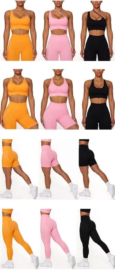 sports solid color chemical fiber blend v neck tracksuit vest leggings