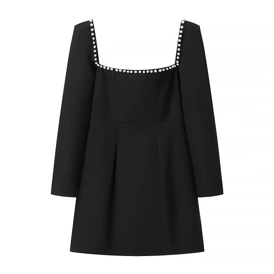 Women's Sheath Dress Elegant Square Neck Long Sleeve Round Dots Above Knee Holiday Daily