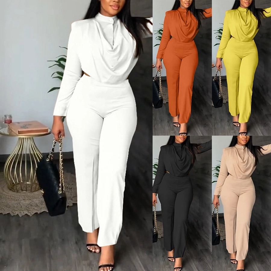 Holiday Women's Vacation Simple Style Solid Color Polyester Pants Sets Pants Sets